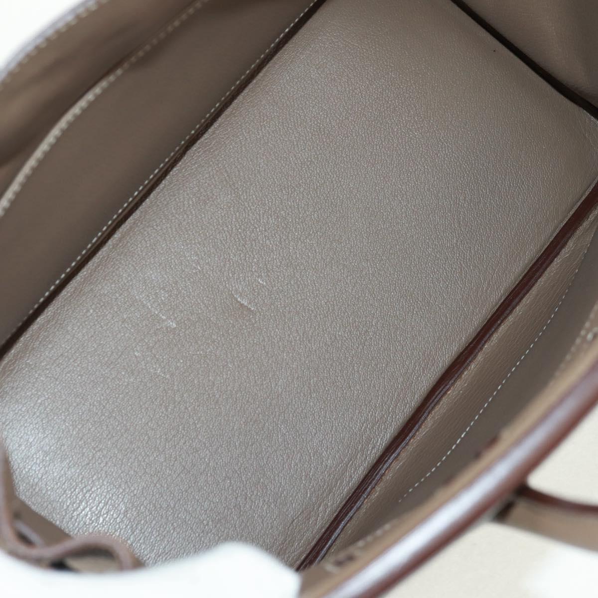 HERMES Birkin 30 Hand Bag Leather Silver Etope Auth SW2129SM