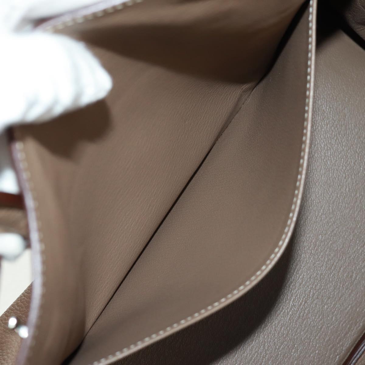 HERMES Birkin 30 Hand Bag Leather Silver Etope Auth SW2129SM