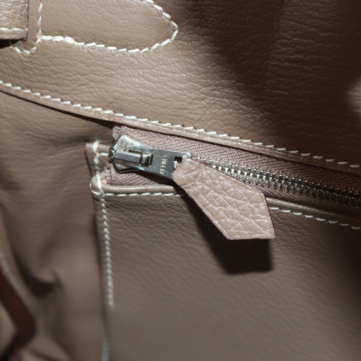 HERMES Birkin 30 Hand Bag Leather Silver Etope Auth SW2129SM