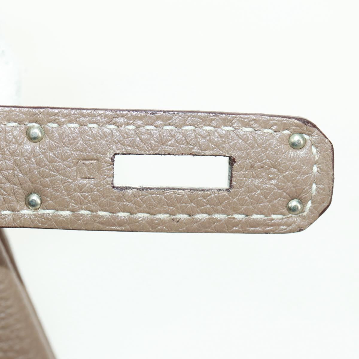 HERMES Birkin 30 Hand Bag Leather Silver Etope Auth SW2129SM