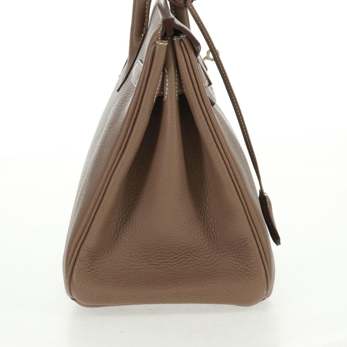 HERMES Birkin 30 Hand Bag Leather Silver Etope Auth SW2129SM