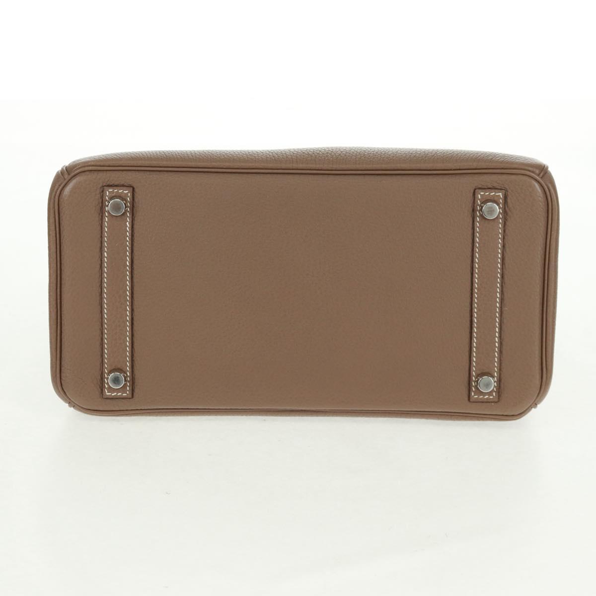 HERMES Birkin 30 Hand Bag Leather Silver Etope Auth SW2129SM