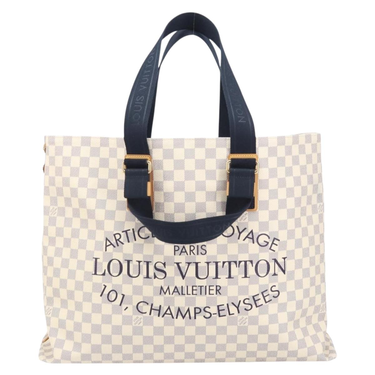 LOUIS VUITTON Damier Azur Plan Soleil Cabas GM Tote Bag N41180 LV Auth SW2130SM