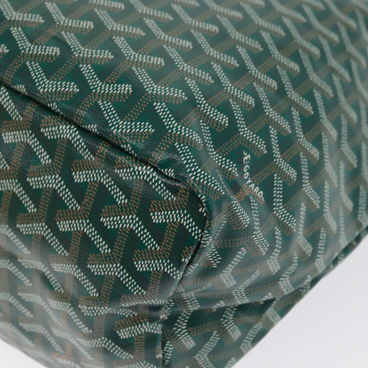 GOYARD Herringbone Saint Louis PM Tote Bag PVC Green Auth SW2132SM
