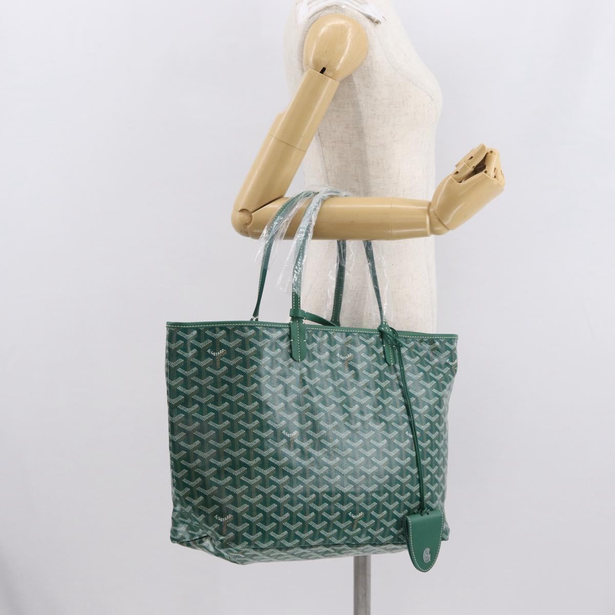 GOYARD Herringbone Saint Louis PM Tote Bag PVC Green Auth SW2132SM