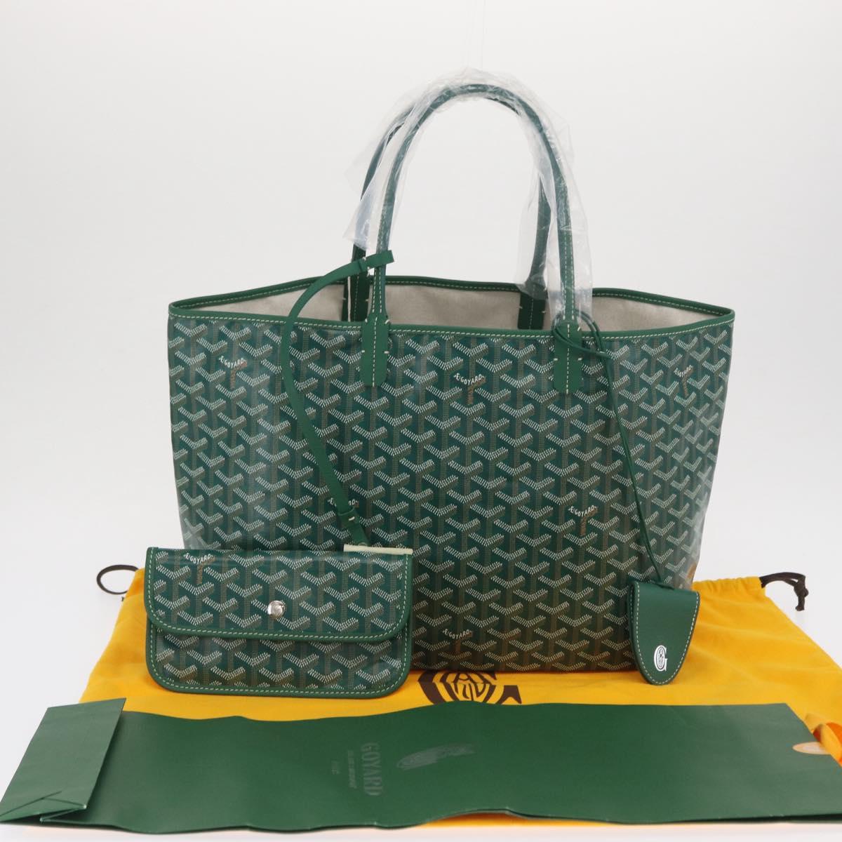 GOYARD Herringbone Saint Louis PM Tote Bag PVC Green Auth SW2132SM