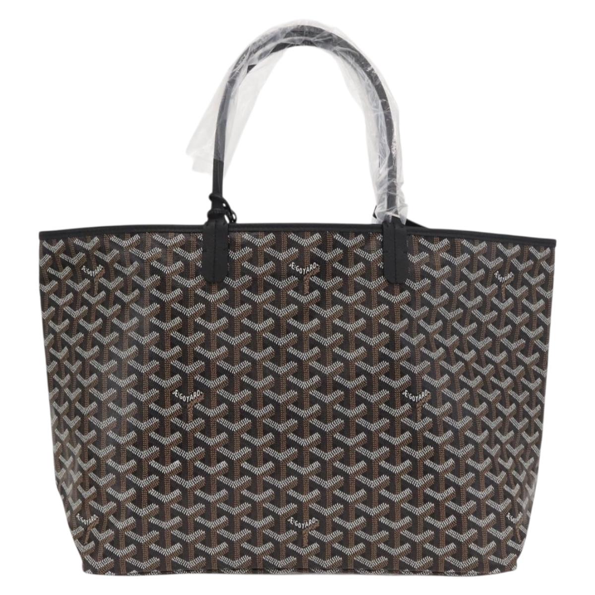 GOYARD Herringbone Saint Louis PM Tote Bag PVC Black Auth SW2134SM