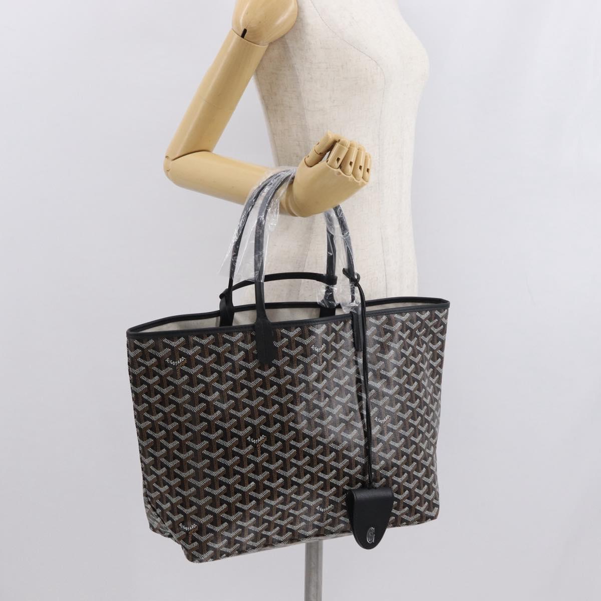 GOYARD Herringbone Saint Louis PM Tote Bag PVC Black Auth SW2134SM