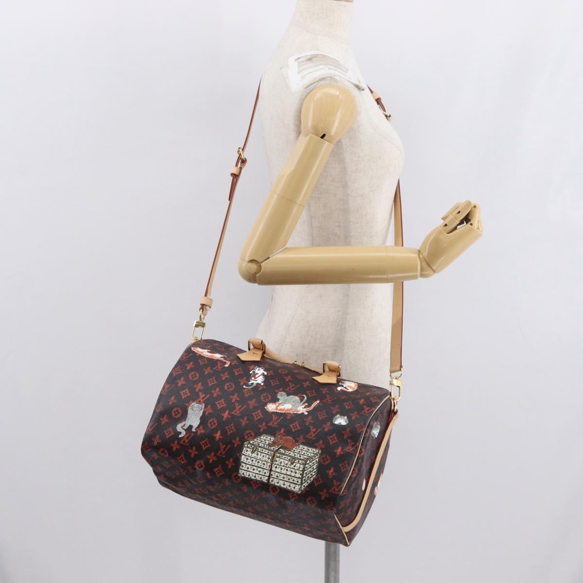 LOUIS VUITTON Catgram Speedy Bandouliere 30 Hand Bag M44401 LV Auth SW2136SM