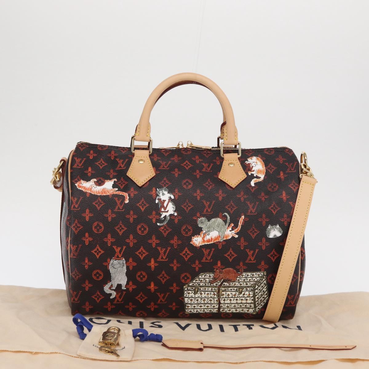 LOUIS VUITTON Catgram Speedy Bandouliere 30 Hand Bag M44401 LV Auth SW2136SM