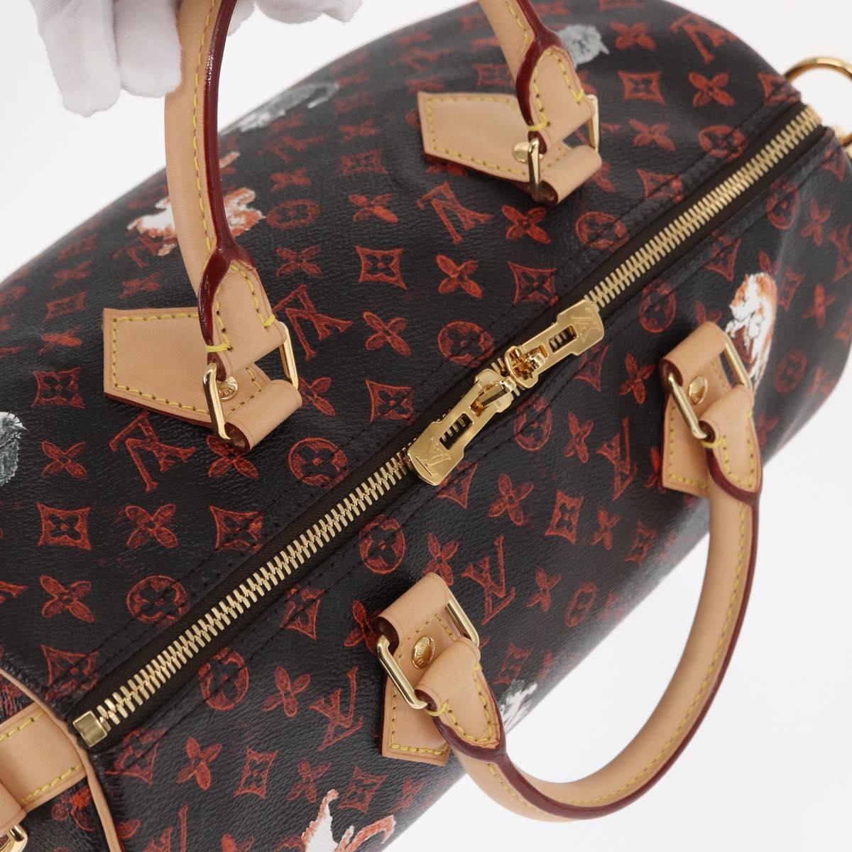 LOUIS VUITTON Catgram Speedy Bandouliere 30 Hand Bag M44401 LV Auth SW2136SM
