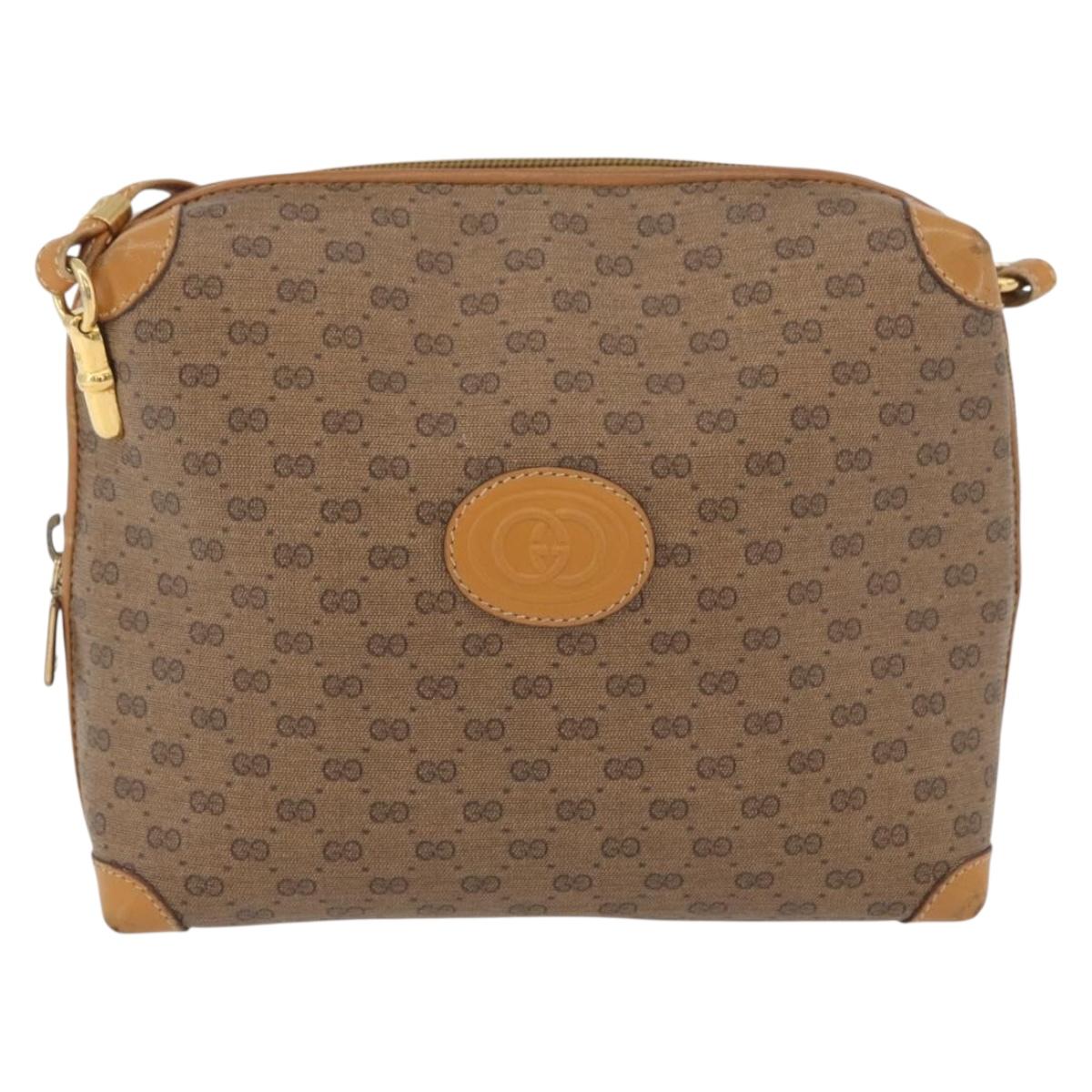 GUCCI Micro GG Supreme Shoulder Bag PVC Beige Gold 007 104 4916 Auth SW2142