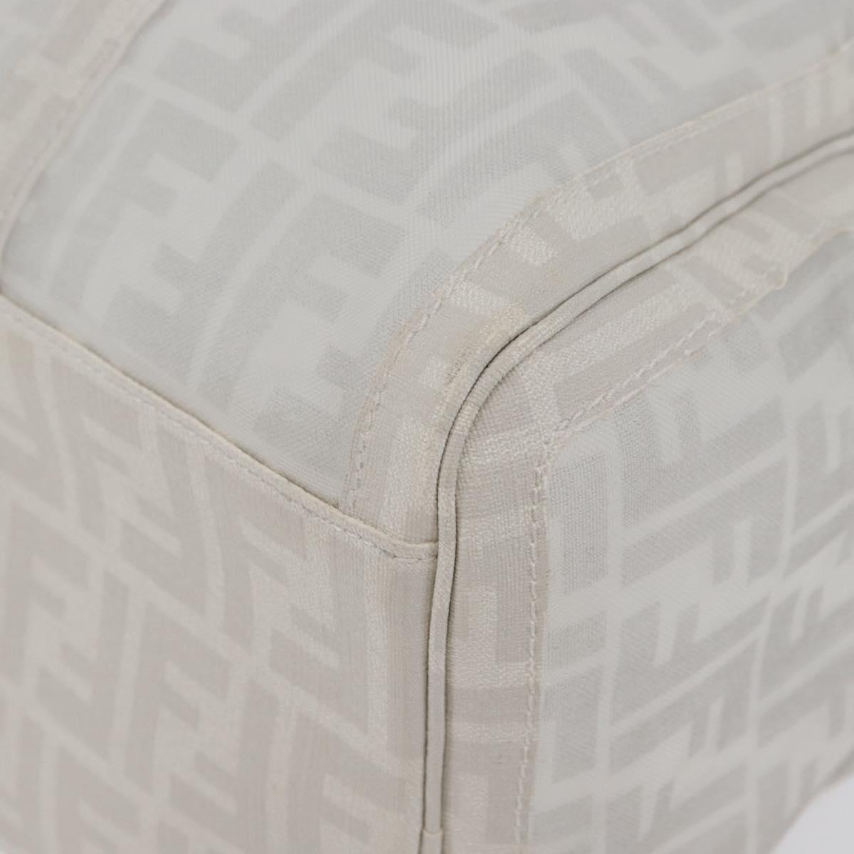 FENDI Zucca Canvas Boston Bag White Silver Auth SW2152V