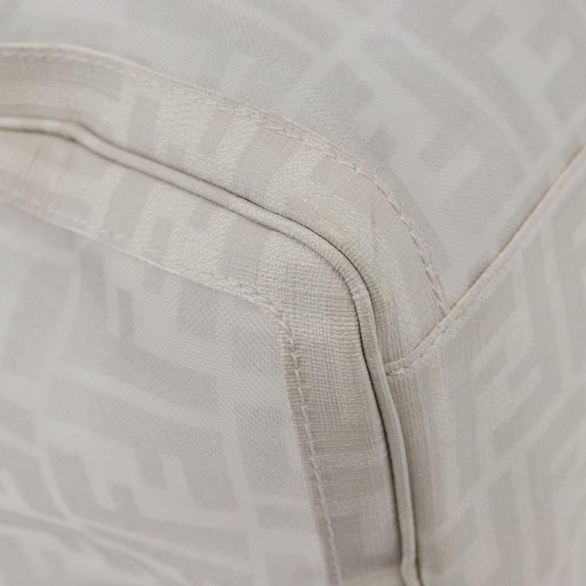 FENDI Zucca Canvas Boston Bag White Silver Auth SW2152V
