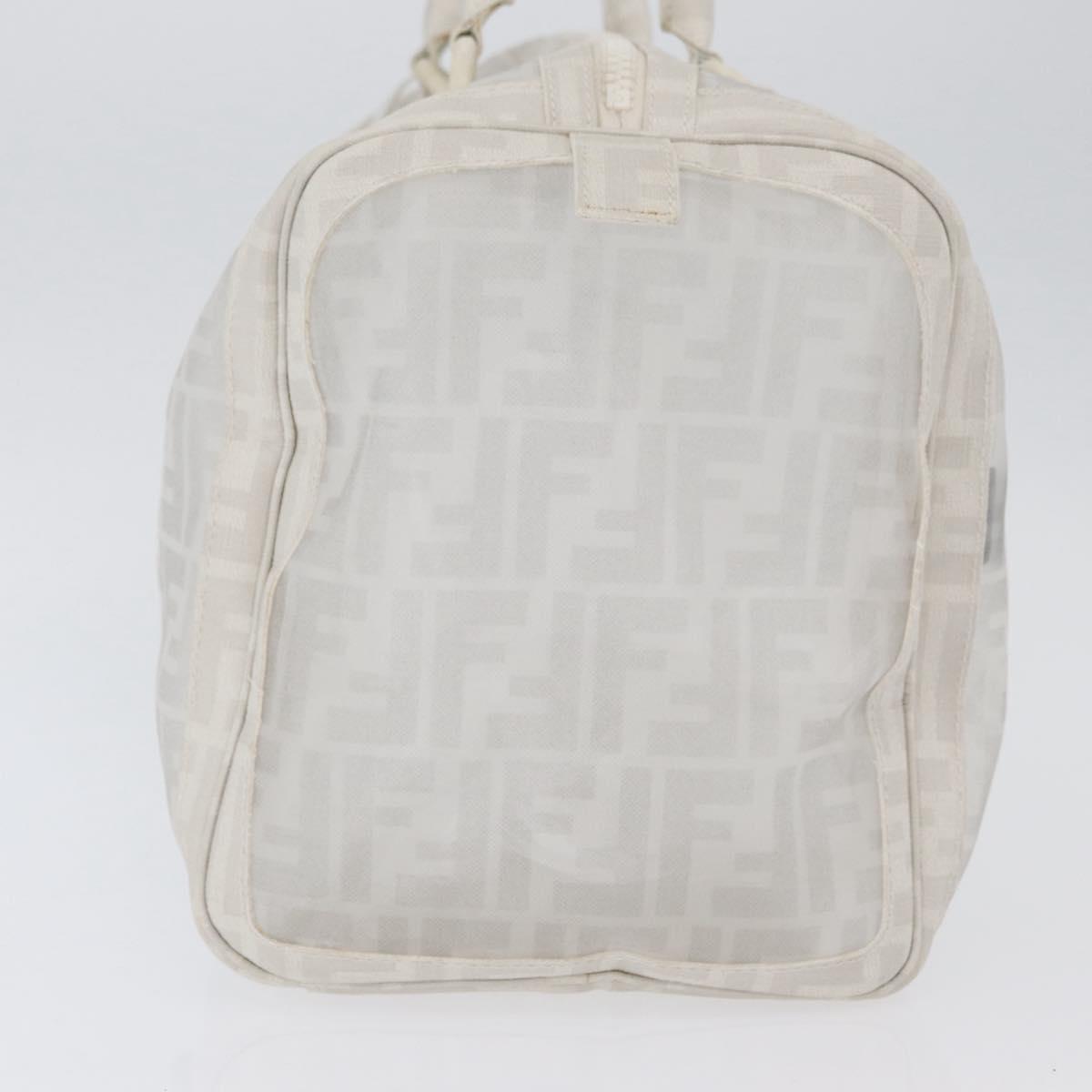 FENDI Zucca Canvas Boston Bag White Silver Auth SW2152V