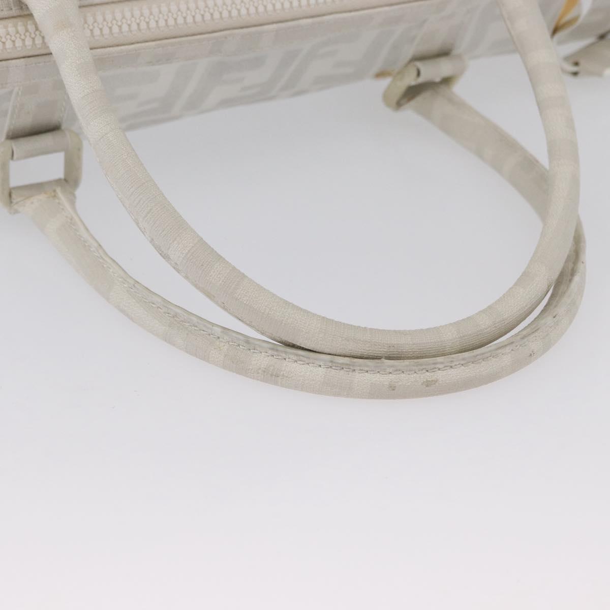 FENDI Zucca Canvas Boston Bag White Silver Auth SW2152V
