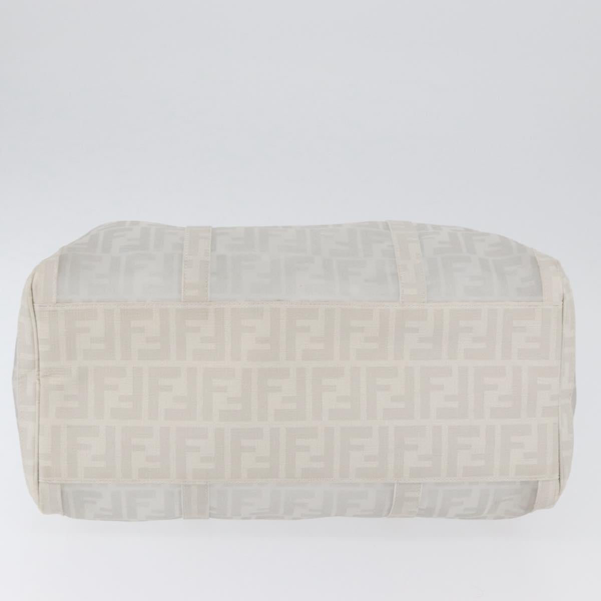 FENDI Zucca Canvas Boston Bag White Silver Auth SW2152V