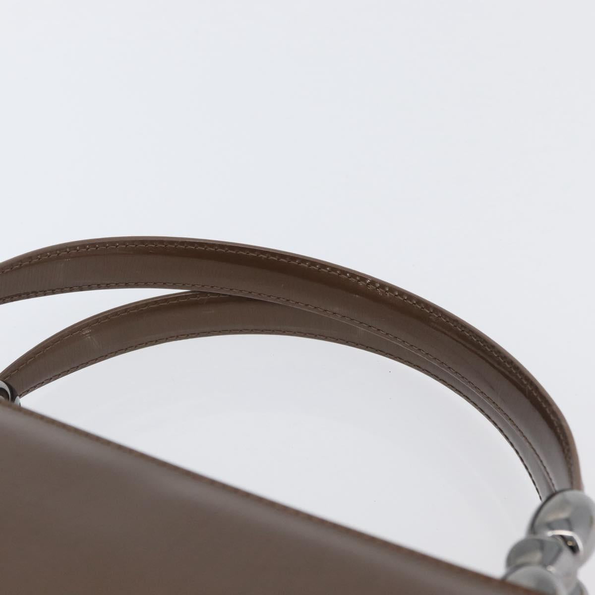 Christian Dior Maris Pearl Hand Bag Patent leather Brown Silver Auth SW2153A