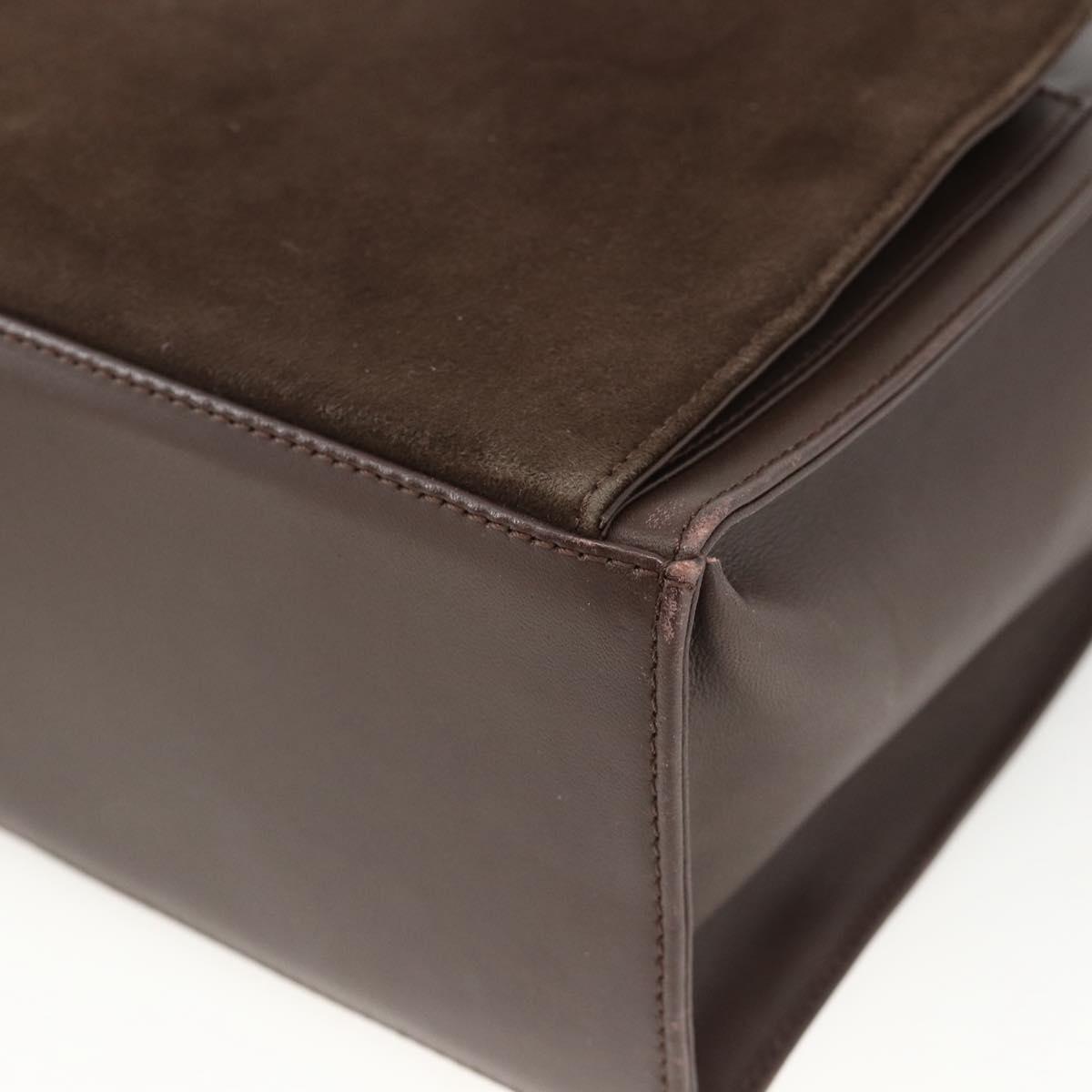 SAINT LAURENT Hand Bag Suede Brown Silver Auth SW2155
