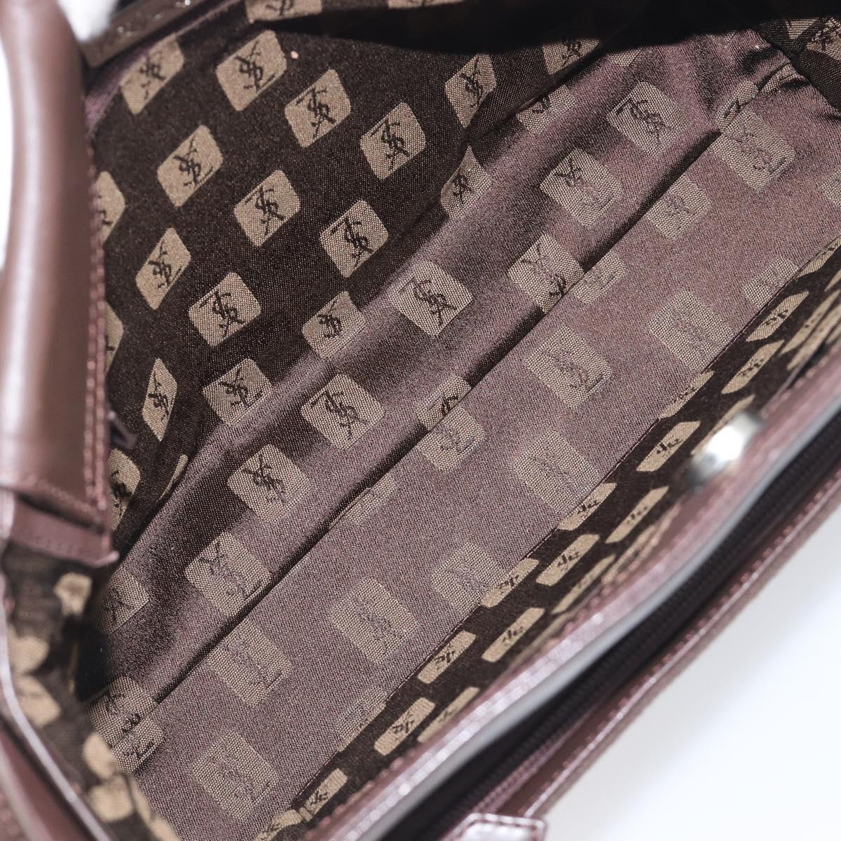 SAINT LAURENT Hand Bag Suede Brown Silver Auth SW2155