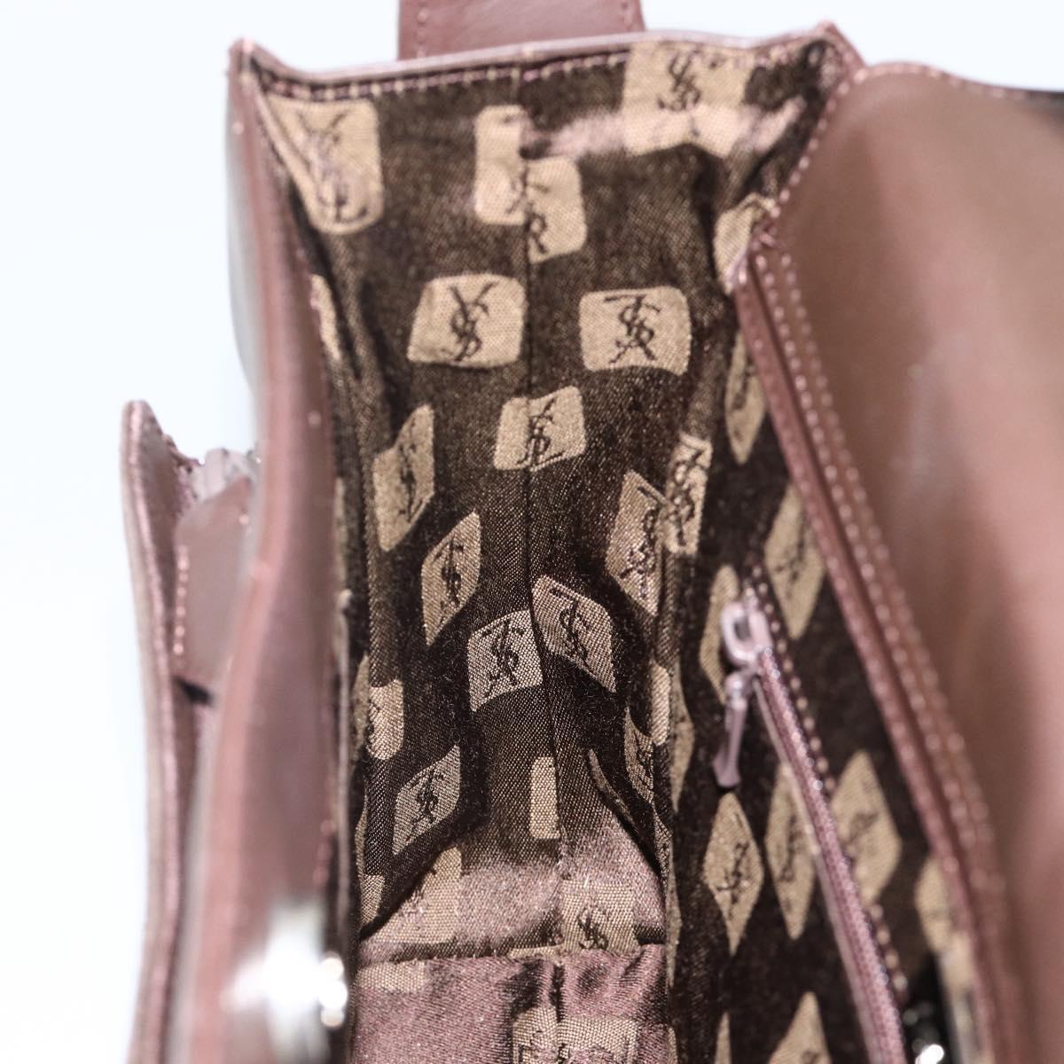 SAINT LAURENT Hand Bag Suede Brown Silver Auth SW2155