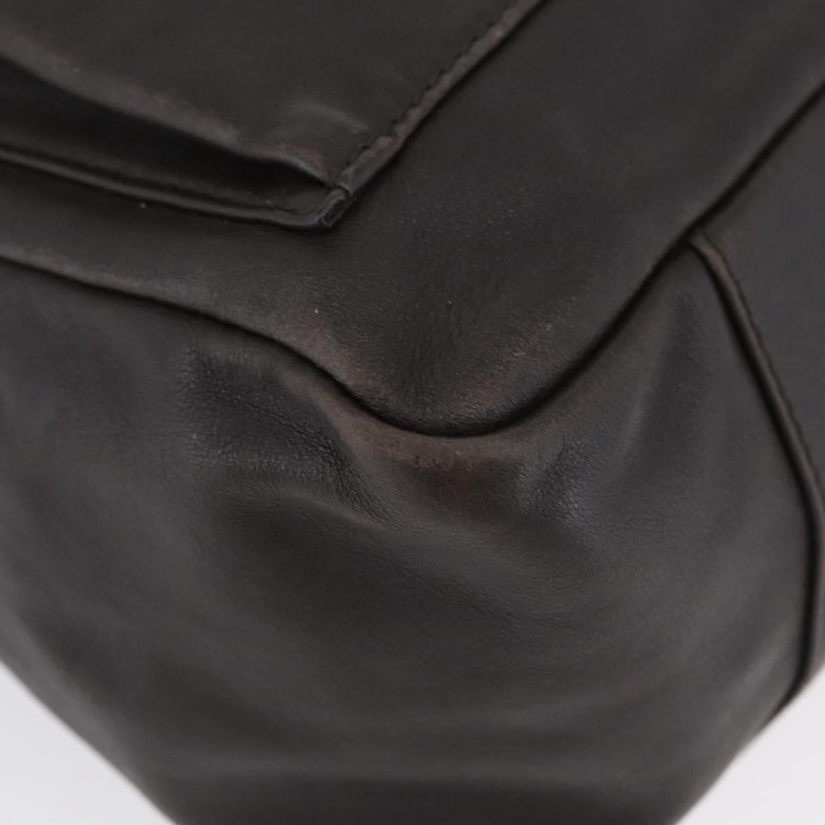 GUCCI Bamboo Hand Bag Leather Brown Silver Auth SW2156