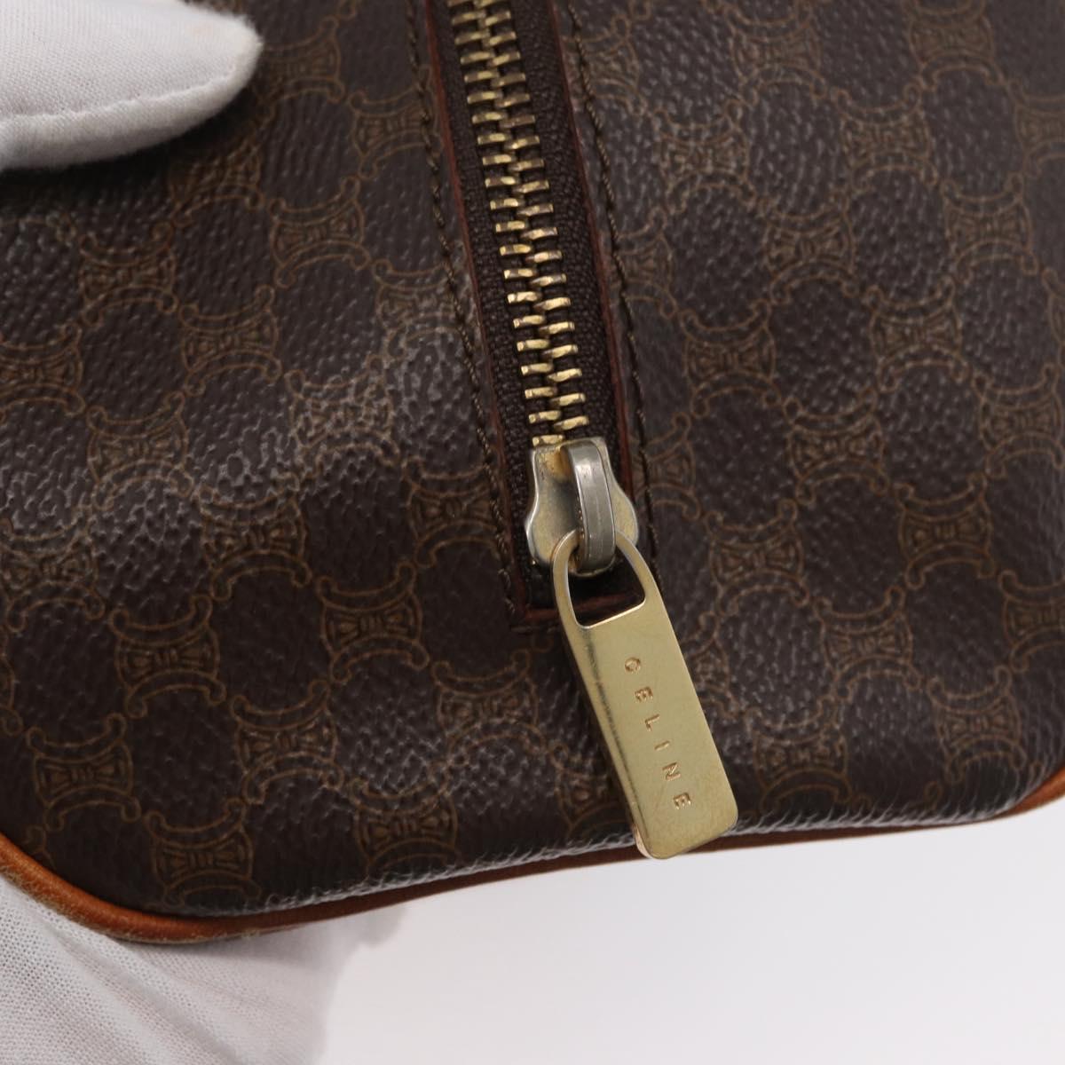 CELINE Macadam Canvas Hand Bag PVC Leather Brown Gold Auth SW2160