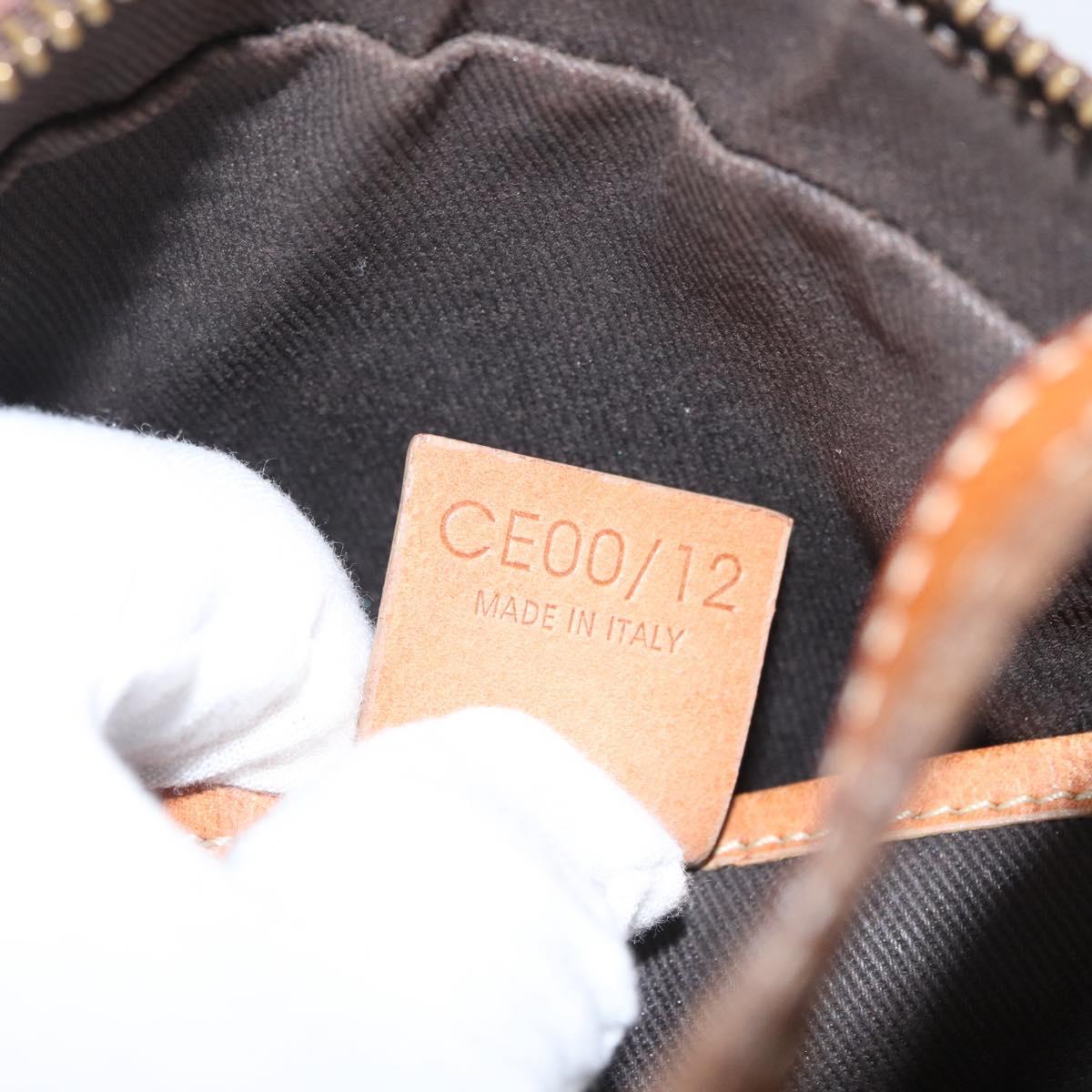 CELINE Macadam Canvas Hand Bag PVC Leather Brown Gold Auth SW2160