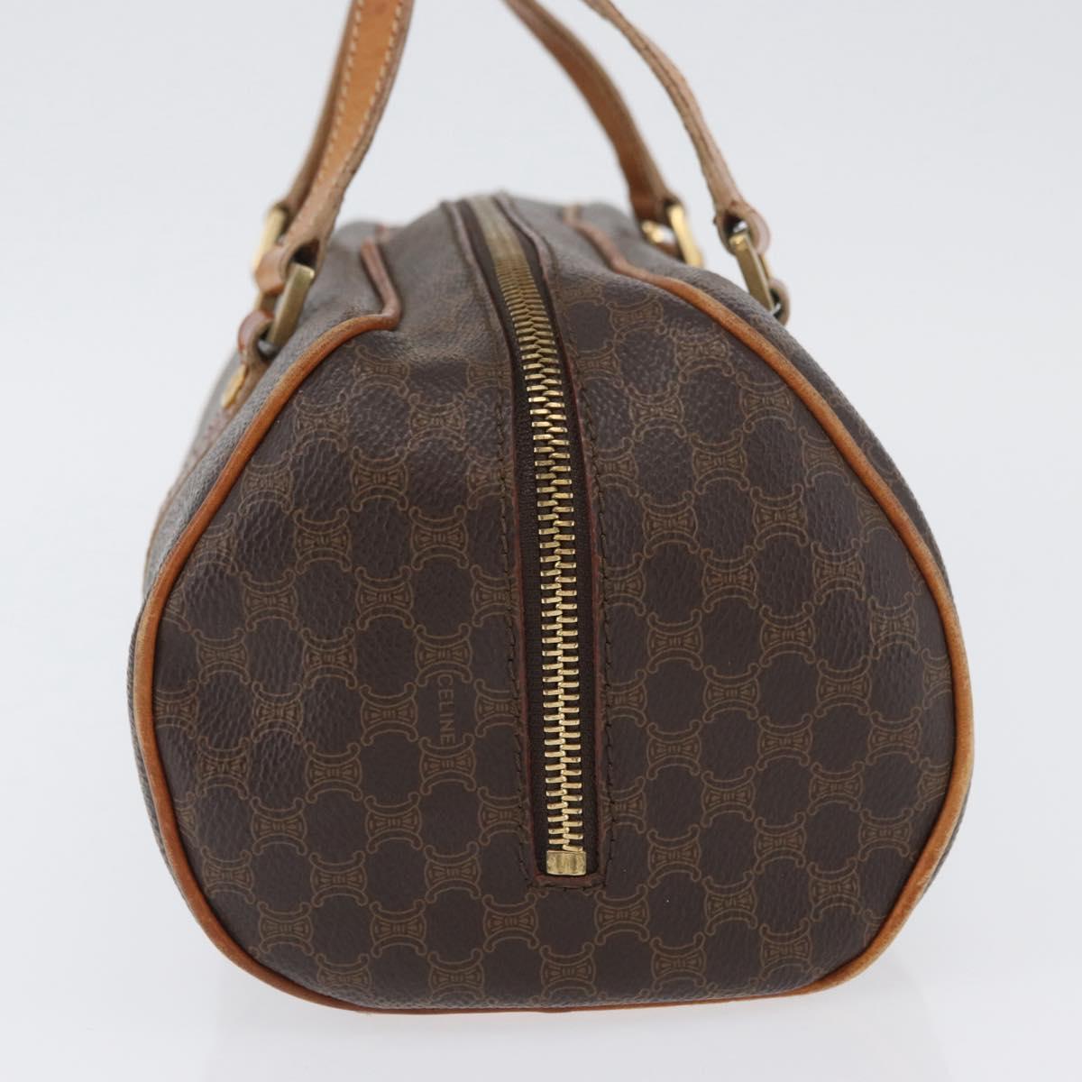 CELINE Macadam Canvas Hand Bag PVC Leather Brown Gold Auth SW2160