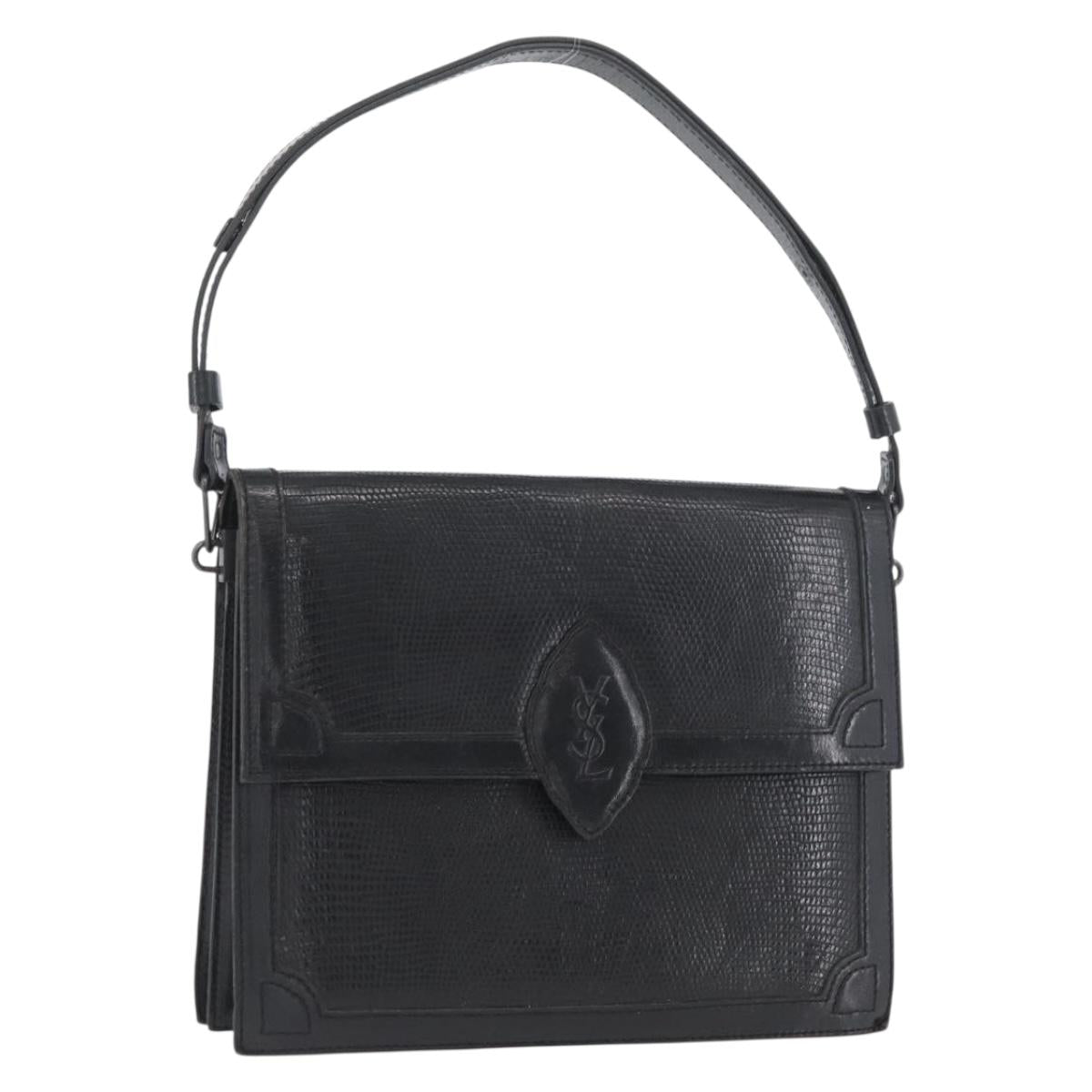 SAINT LAURENT Shoulder Bag Leather Black Auth SW2162A