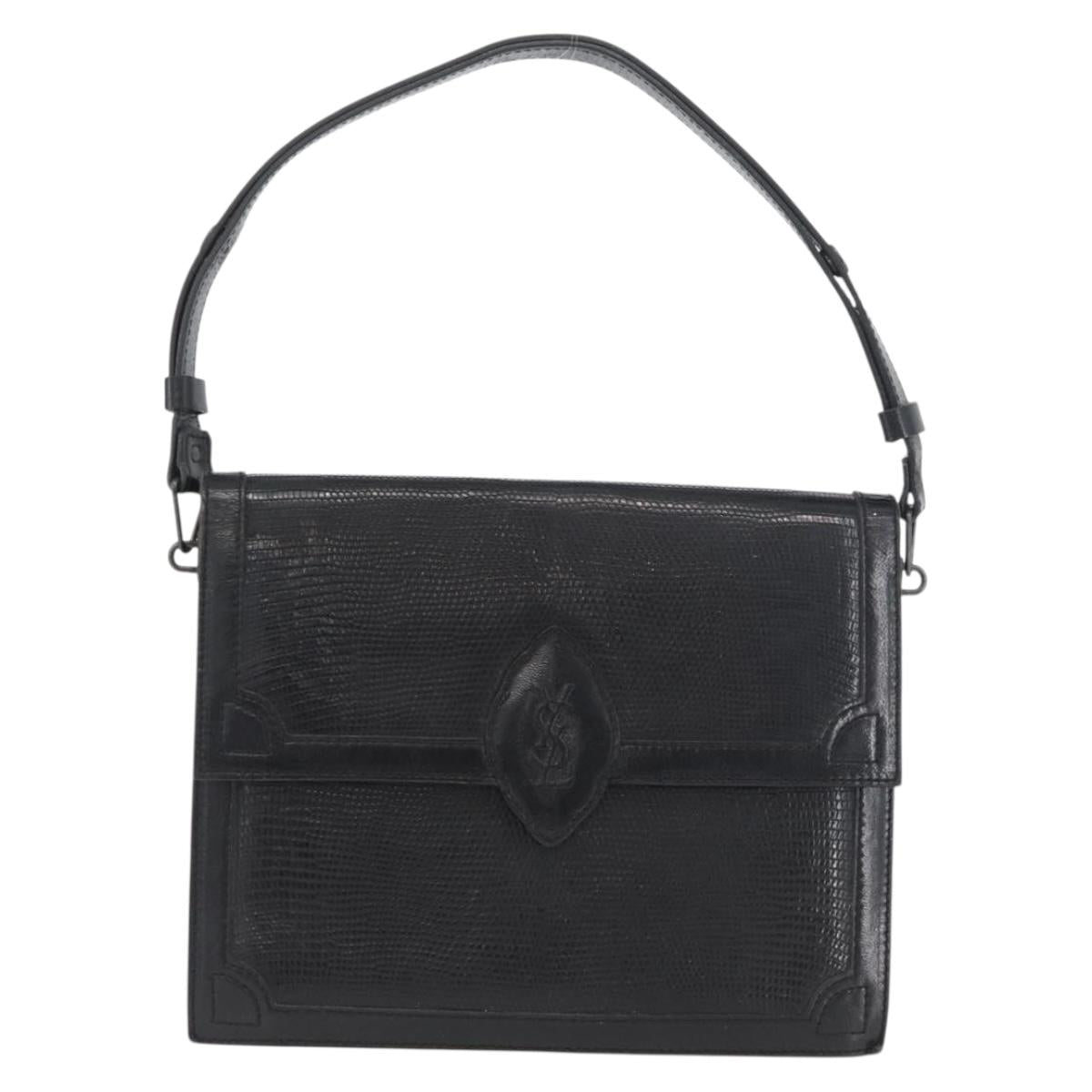 SAINT LAURENT Shoulder Bag Leather Black Auth SW2162A