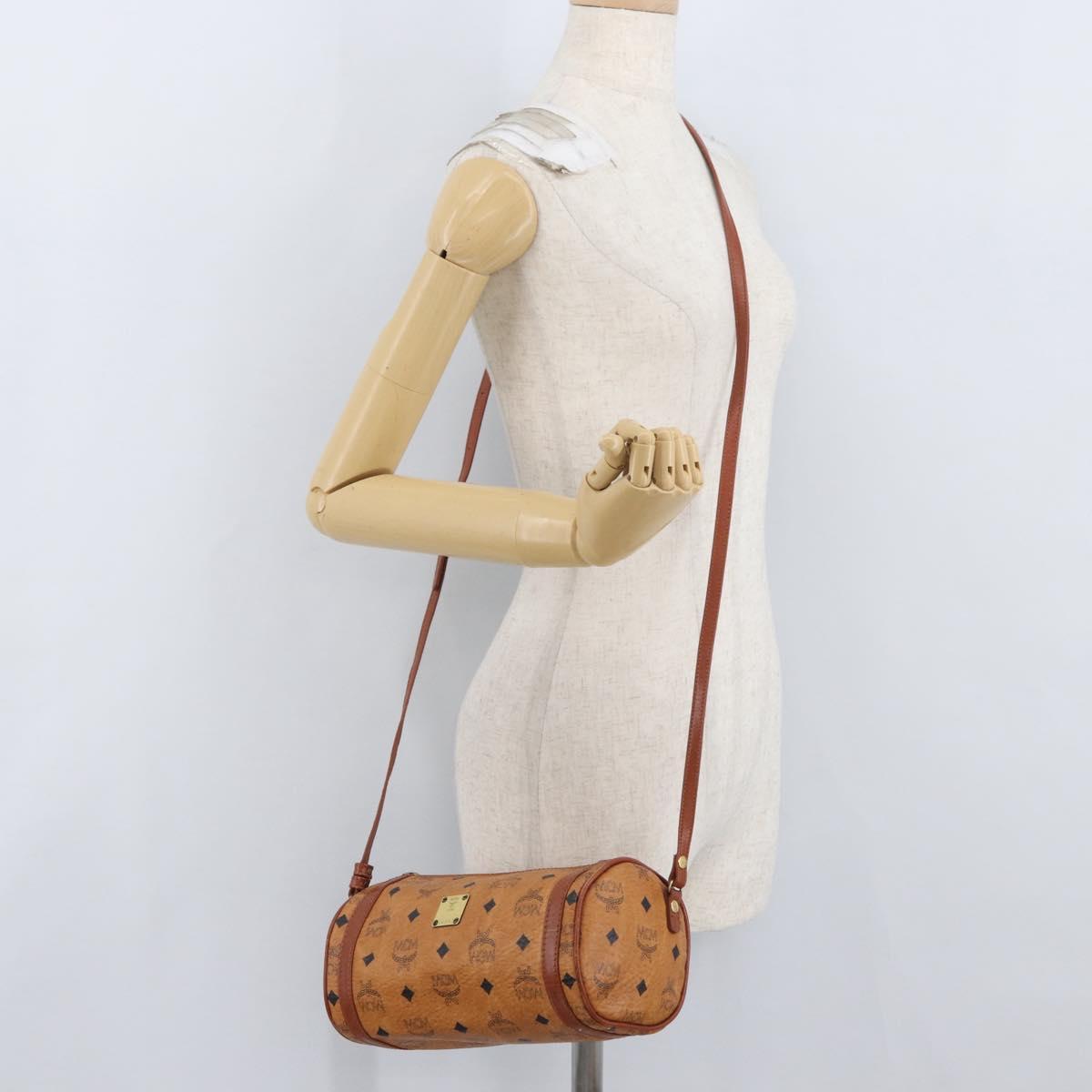 MCM Vicetos Logogram Shoulder Bag PVC Leather Brown Gold Auth SW2164A