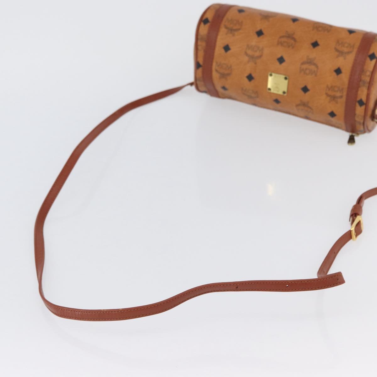 MCM Vicetos Logogram Shoulder Bag PVC Leather Brown Gold Auth SW2164A