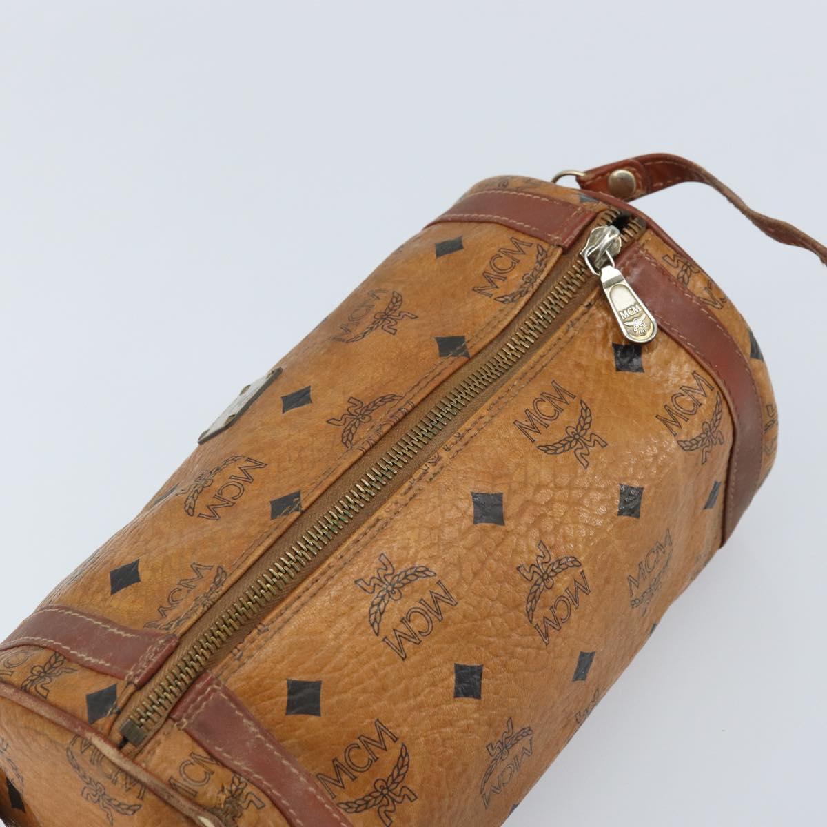MCM Vicetos Logogram Shoulder Bag PVC Leather Brown Gold Auth SW2165