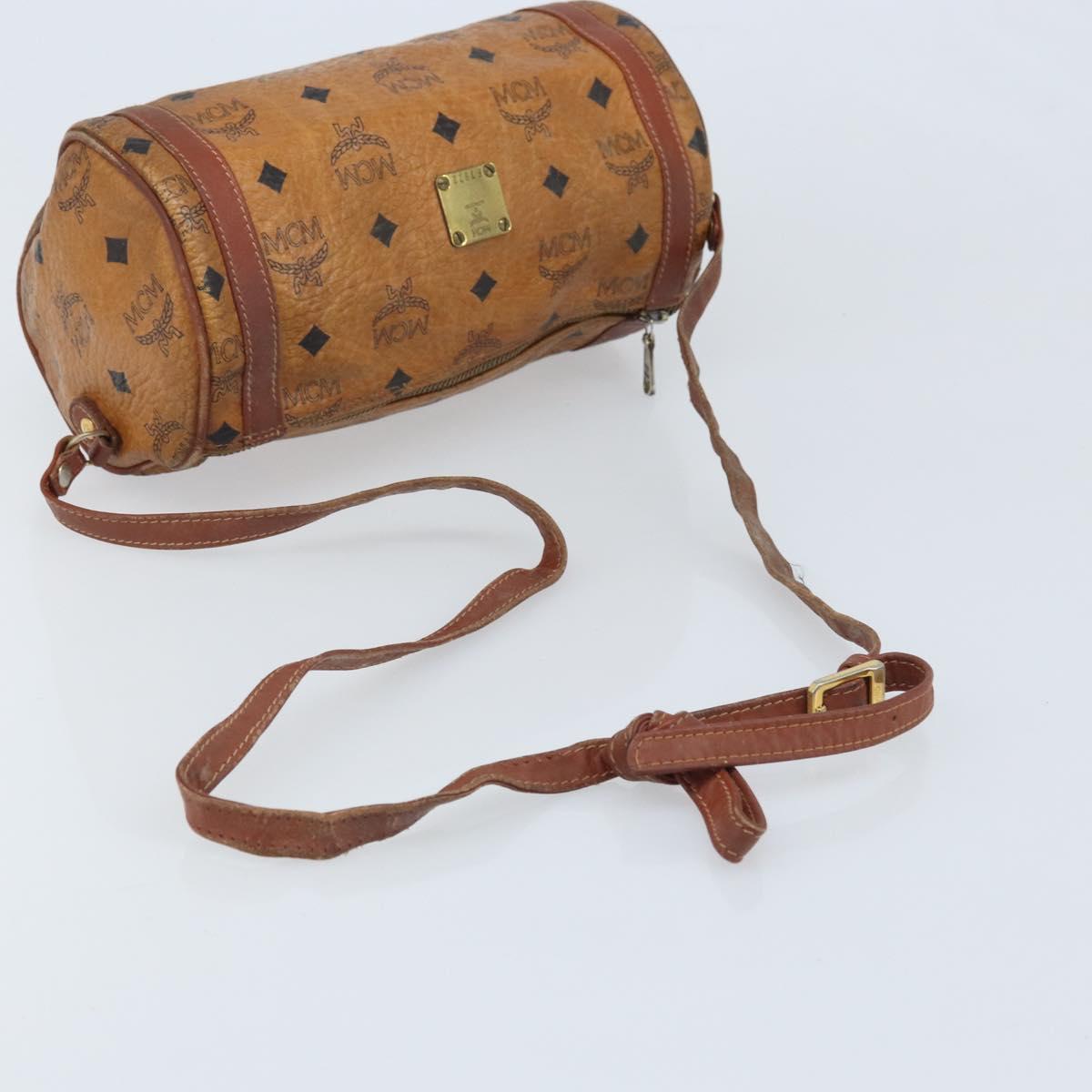 MCM Vicetos Logogram Shoulder Bag PVC Leather Brown Gold Auth SW2165