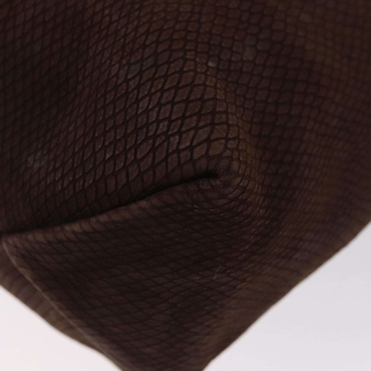 LOEWE Hand Bag Suede Brown Gold Auth SW2166