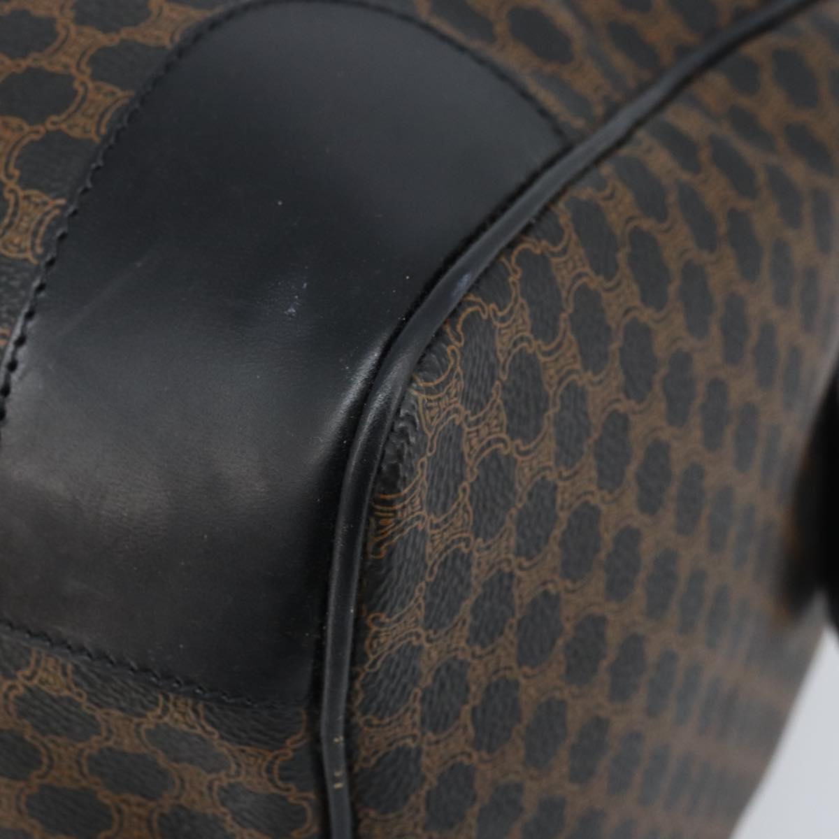 CELINE Macadam Canvas Hand Bag PVC Leather Black Gold Auth SW2168A