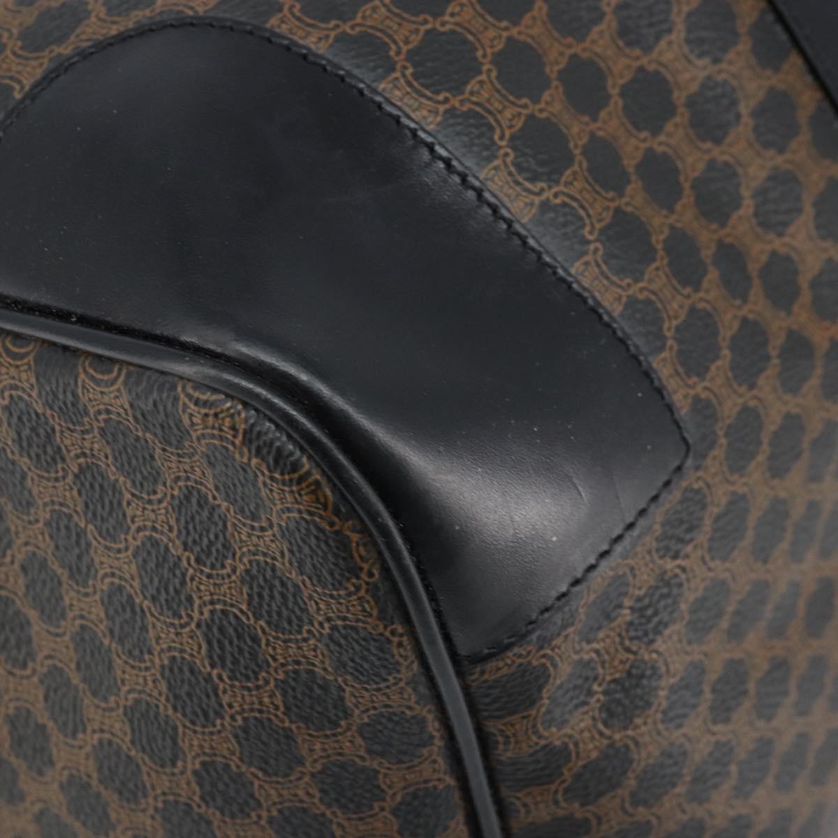 CELINE Macadam Canvas Hand Bag PVC Leather Black Gold Auth SW2168A