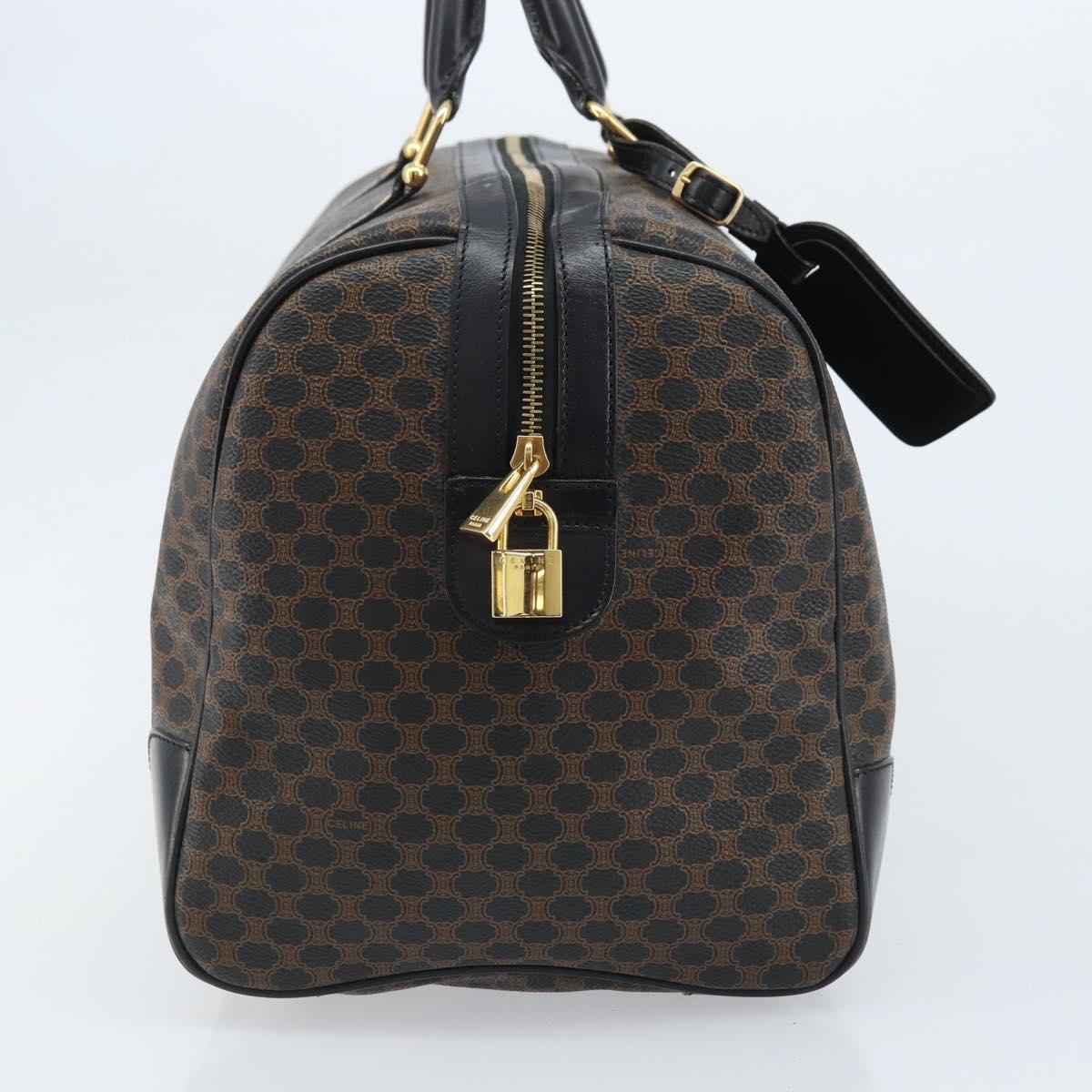 CELINE Macadam Canvas Hand Bag PVC Leather Black Gold Auth SW2168A