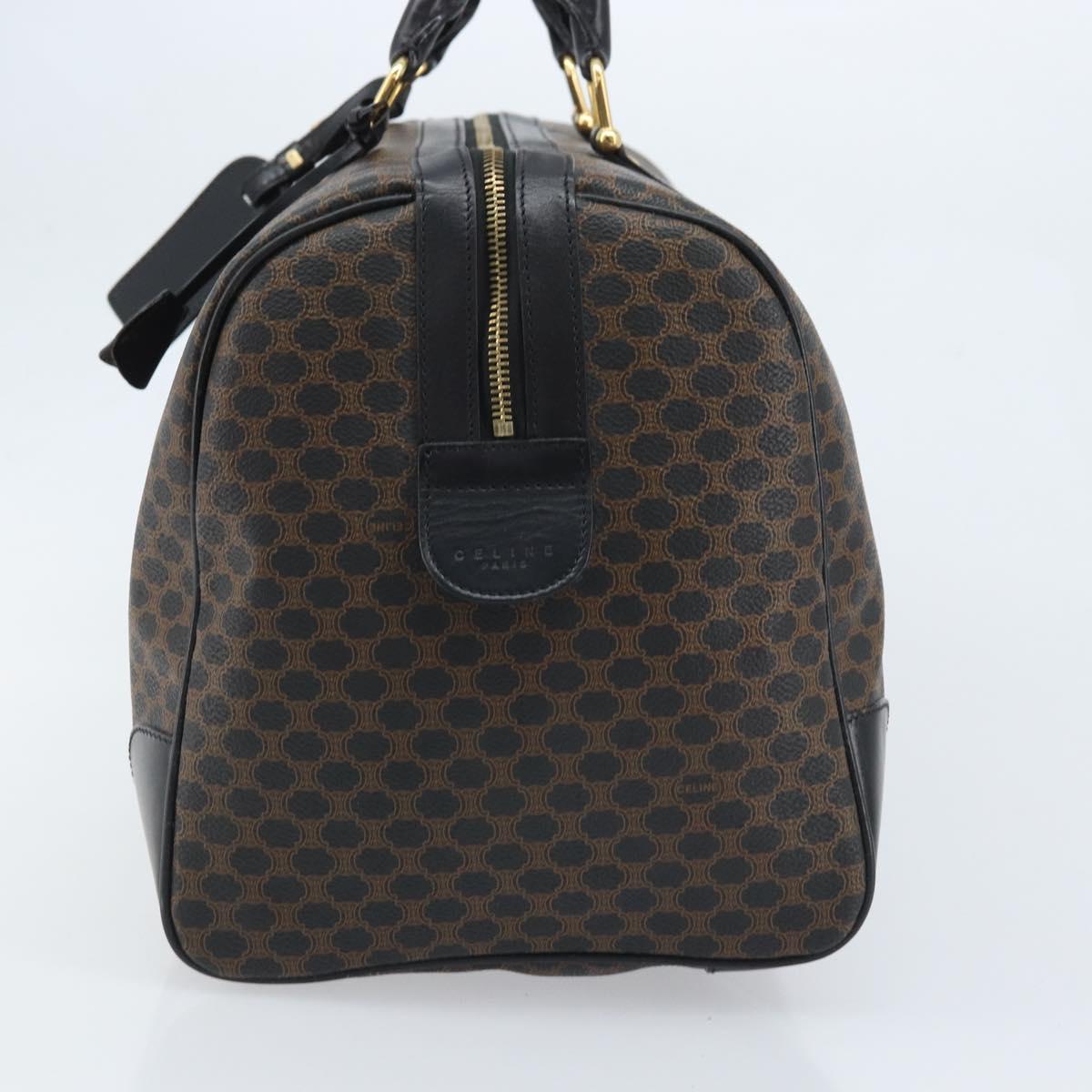 CELINE Macadam Canvas Hand Bag PVC Leather Black Gold Auth SW2168A