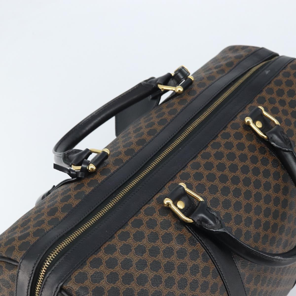CELINE Macadam Canvas Hand Bag PVC Leather Black Gold Auth SW2168A