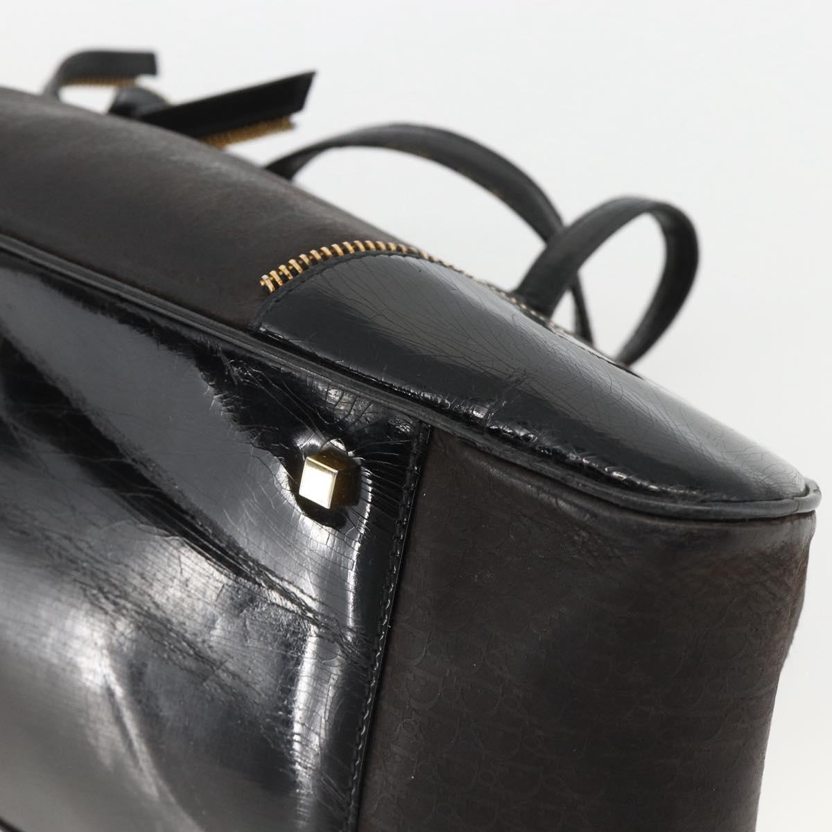 Christian Dior Trotter Canvas Hand Bag Black Gold Auth SW2172A