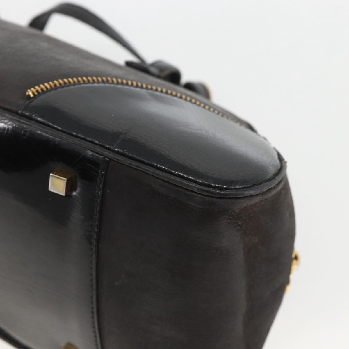 Christian Dior Trotter Canvas Hand Bag Black Gold Auth SW2172A