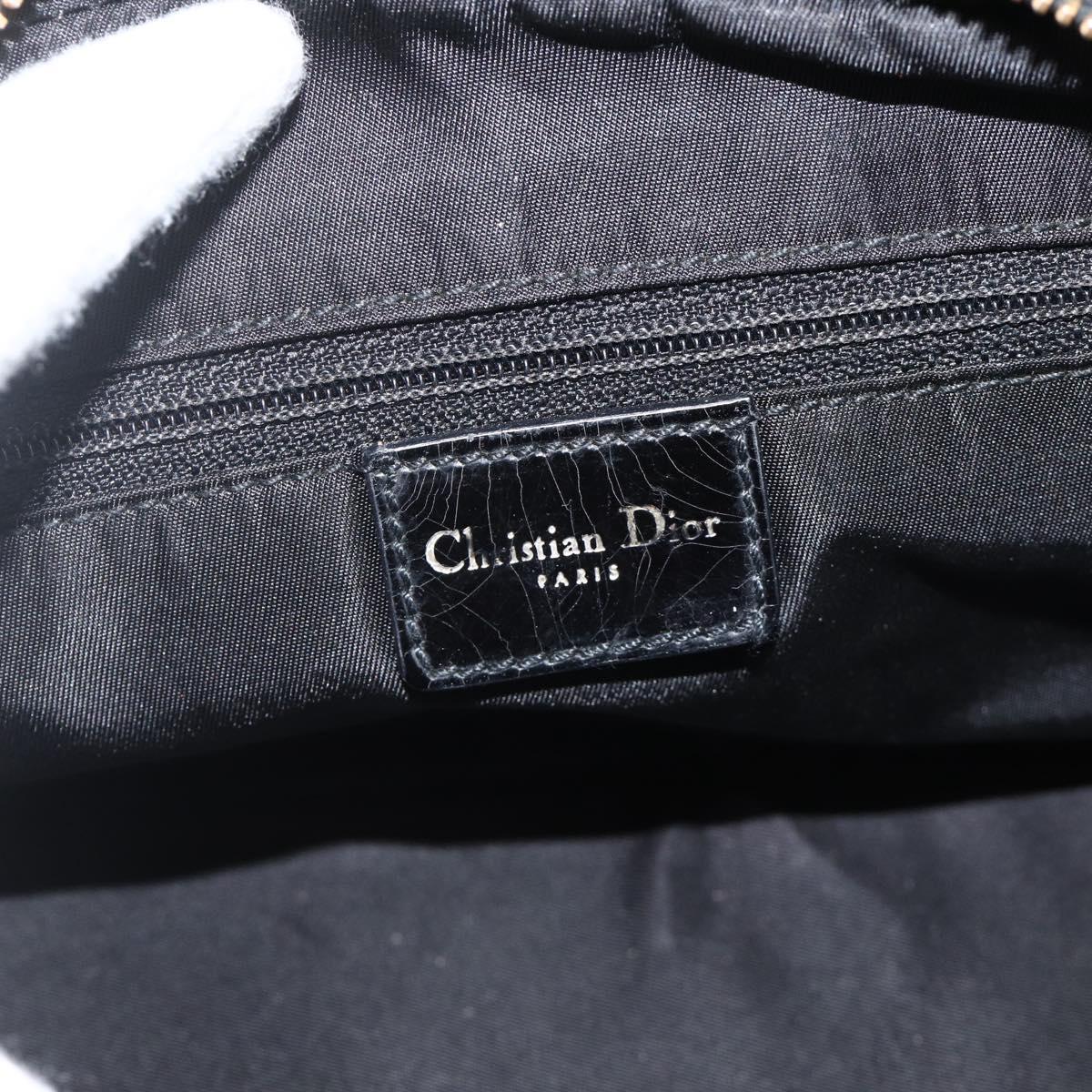 Christian Dior Trotter Canvas Hand Bag Black Gold Auth SW2172A