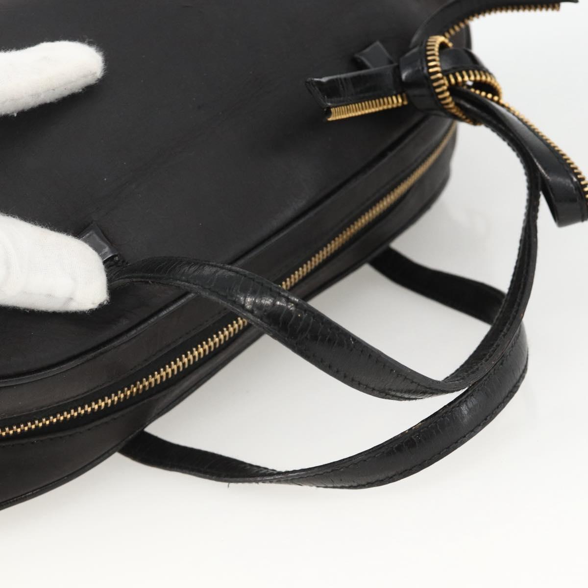 Christian Dior Trotter Canvas Hand Bag Black Gold Auth SW2172A
