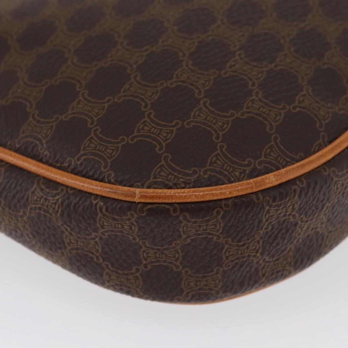 CELINE Macadam Canvas Hand Bag PVC Leather Brown Gold Auth SW2174A
