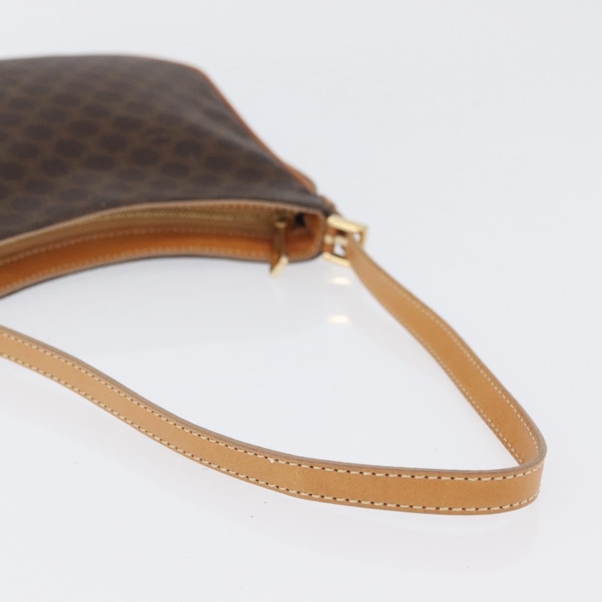 CELINE Macadam Canvas Hand Bag PVC Leather Brown Gold Auth SW2174A