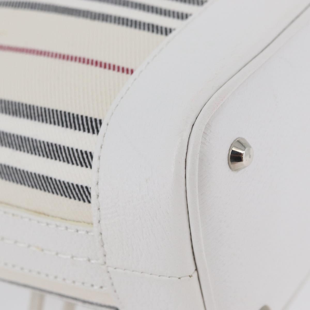 BURBERRY Nova Check Hand Bag Canvas Leather Silver White Auth SW2175