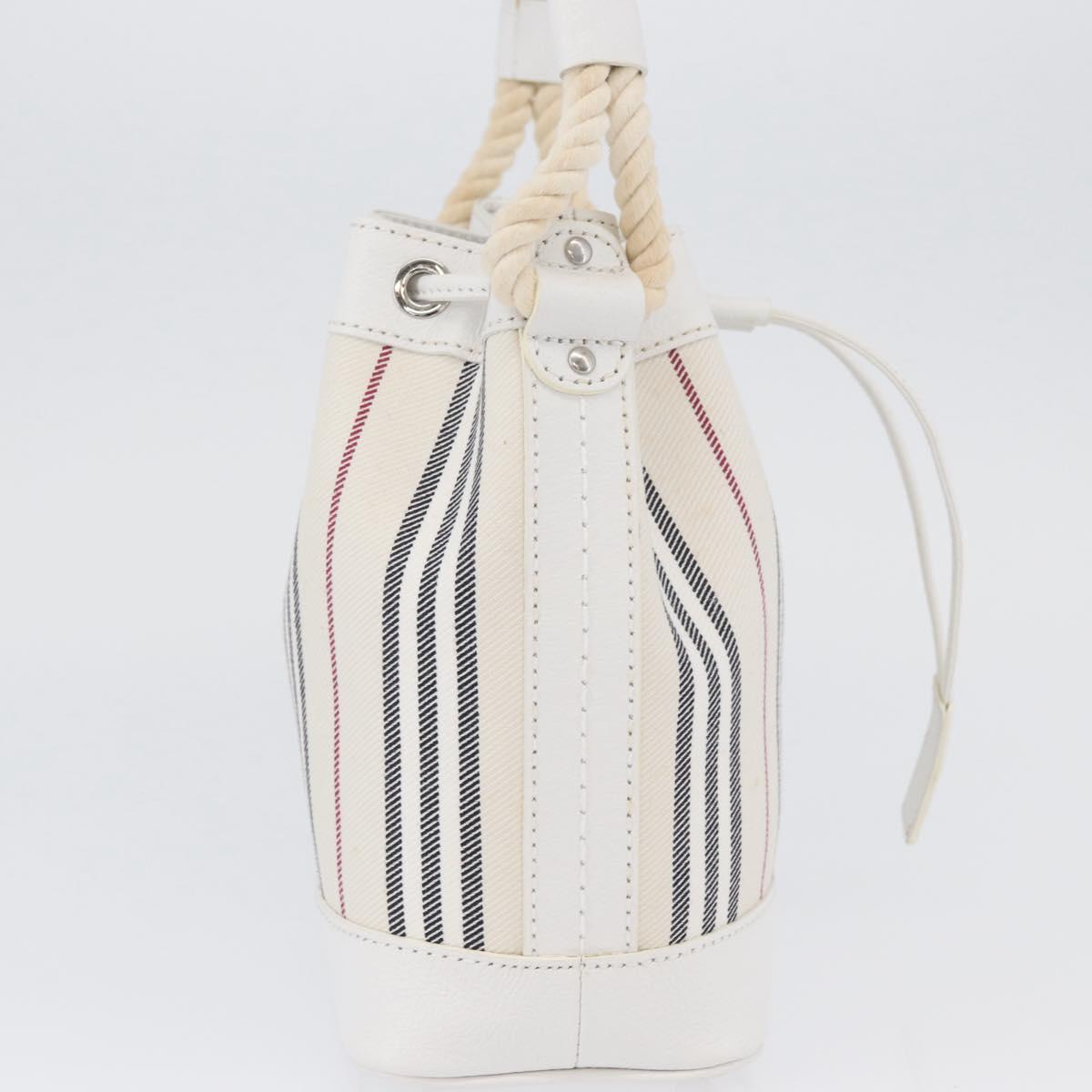 BURBERRY Nova Check Hand Bag Canvas Leather Silver White Auth SW2175