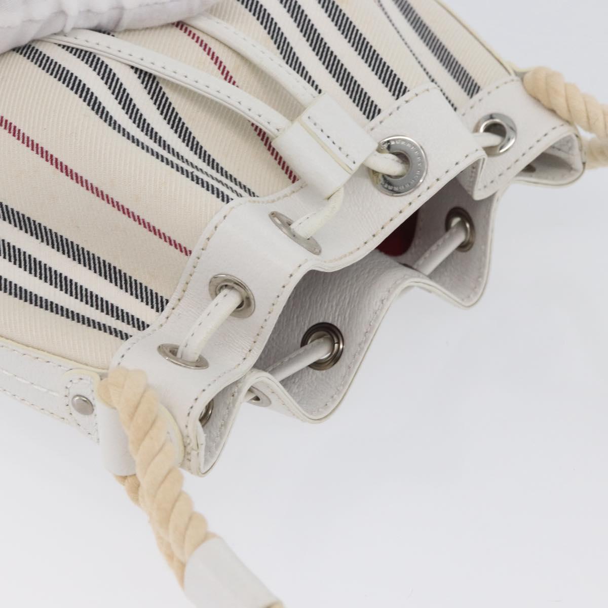 BURBERRY Nova Check Hand Bag Canvas Leather Silver White Auth SW2175